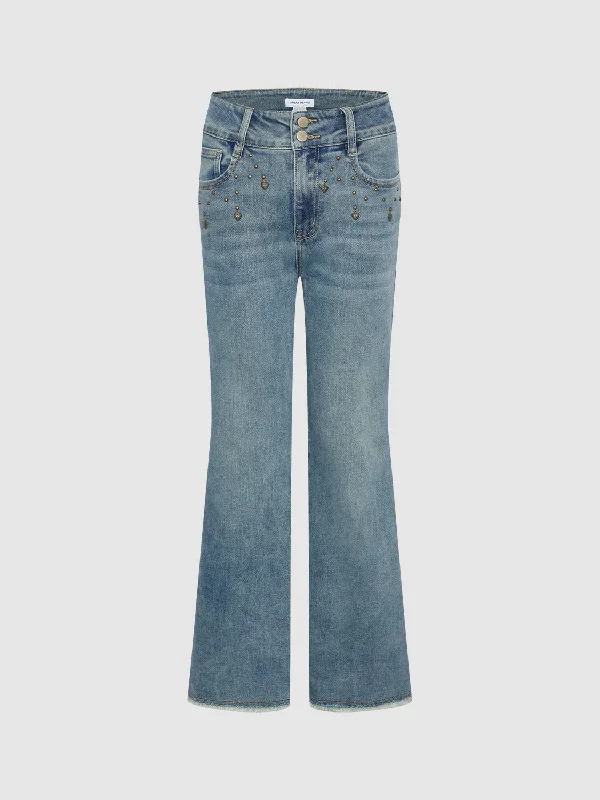 Wide-Leg Pants Jeans Comfortable Full-Length Denim Jeans