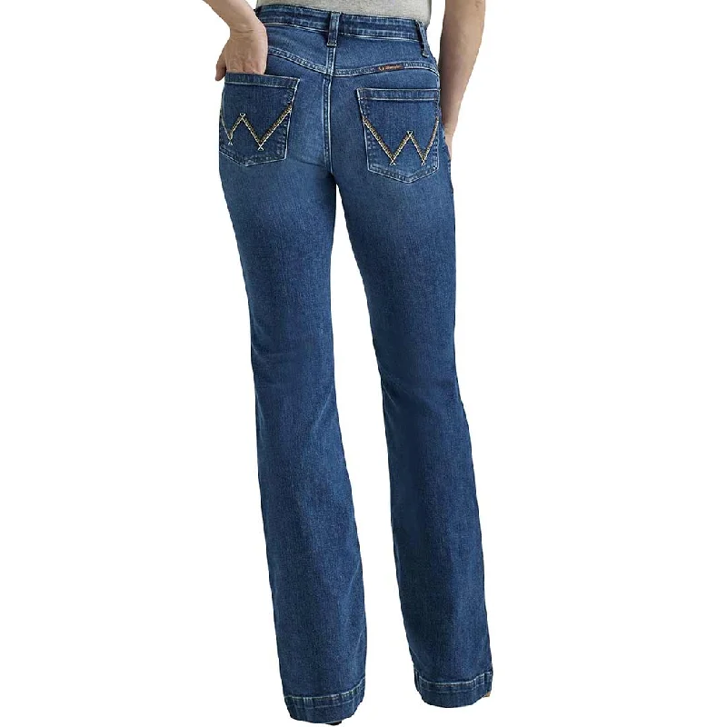 Wrangler Women's Ultimate Riding Mid Rise Willow Trouser Jeans Fashionable Button-Front Jeans